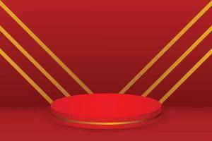 Red product display podium background Vector illustration