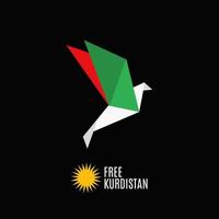 illustration vector of free kurdistan with origami dove perfect for print,symbol,etc