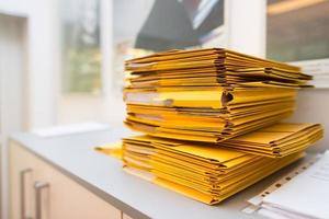Pack of folders with documents in the office photo