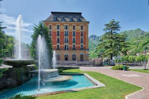 Fountains in San Pellegrino Terme with the Grand Hotel photo