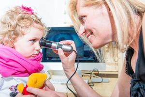 Examination iridology a female child photo