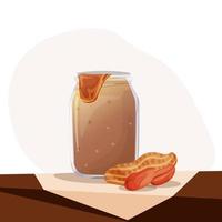 National Peanut Butter Day. Jar of peanut butter, nuts, healthy peanut butter. Vector illustration