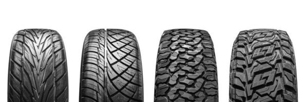 Off-road tire tread isolated on white background with clipping path photo