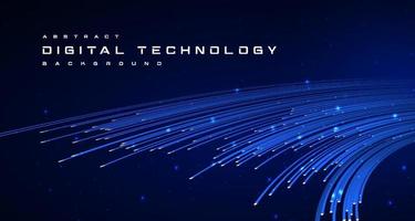 tecnología digital en todo el mundo red global internet conexión de velocidad fondo azul, tecnología cibernética abstracta futurista, ai big data, fibra óptica 5g wifi inalámbrico futuro, líneas puntos ilustración vector