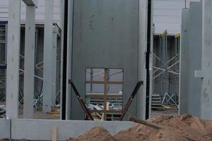 precast concrete elements on construction site during installation photo