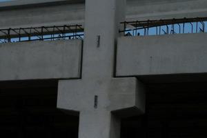 precast concrete elements on construction site during installation photo