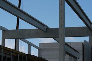 precast concrete elements on construction site during installation photo