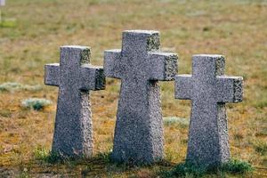 Stone crosses in German military cemetery, Russia, Europe