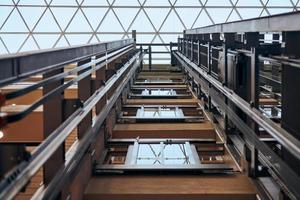 Open elevator lift shaft. photo