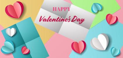 forma de corazón con estilo de elemento de papel sobre fondo de papel de colores. para el concepto del día de san valentín. símbolo de amor para la celebración, el aniversario o la obra de arte de la tarjeta de felicitación. vector