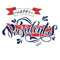 Happy Presidents Day text Background. Vector illustration Hand drawn text lettering for Presidents day in USA. Stars and national colors background.