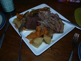 Pot roast with carrots and potatoes photo