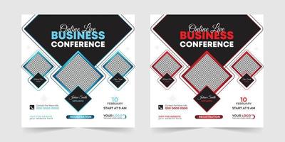 Editable Business webinar conference square social media post and digital marketing promotion advertising banner design template vector