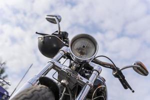 Motorcycle front view, motorcycle headlight, motorcycle front parts, shiny chrome photo