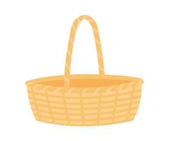 Wicker basket with handle. Braided basketry container picnic. Vector illustration