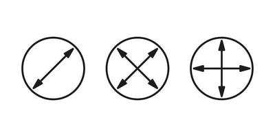 Circle meter, size area icon set. Measuring surface dimension sign. Measure of place with length and width arrow of round. Quantity metre of circle space. Vector illustration