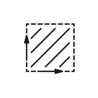 Square meter, size surface m2 icon. Measuring area dimension sign. Measure of place with length and width arrow. Quantity square metre of space. Vector illustration