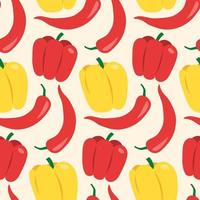 Seamless pattern with various peppers or paprika on light background. vector