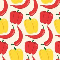 Seamless pattern with various peppers or paprika on light background. vector