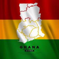 diseño del día de la independencia de ghana con bandera ondulada y mapas de ghana. vector del día de la independencia de ghana