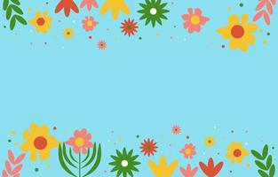 fondo de flores de colores. hermoso marco de flores florecientes en diseño retro vector