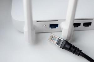 ethernet cable and ports in the router photo