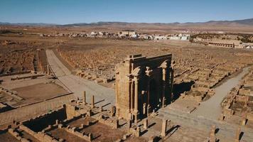 Aerial view of the ruins of ancient Timgad, Algeria video