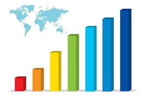 Bar Chart Graph Diagram Statistic Business Annual report colorful Infographic on world globe background, illustration vector