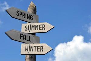Spring, Summer, Fall, Winter - Wooden Signpost photo