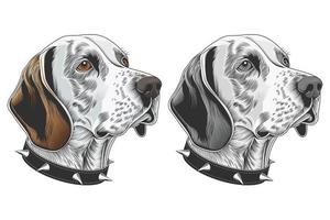 Abstract Dog Face Collection - Bloodhound Dog Portrait Vector - Pet Illustration