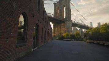 Gimbal Shot of the Brooklyn Bridge from Brooklyn Bridge Park