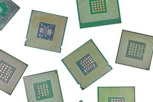 Bunch of CPU, central processor units, isolated background photo