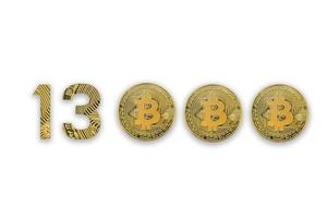 13000 bitcoin exchange rate, isolated. Crypto currency style for design. photo