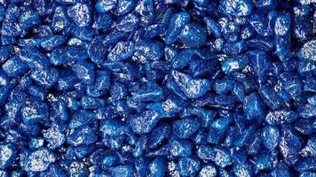 Blue glitter stones for garden decoration photo