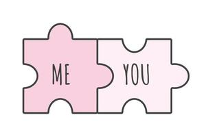 romantic puzzle, valentine's day design element, cartoon style vector