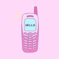 y2k old mobile, cell phone, trendy vector illustration, nostalgia for 90s 2000s