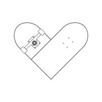 Vector heart shaped skateboard