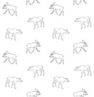 Vector seamless pattern of sketch moose