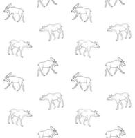 Vector seamless pattern of sketch moose