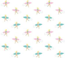 Vector seamless pattern of woman running with surf