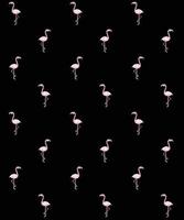 Vector seamless pattern of pink glitter flamingo silhouette isolated on black background