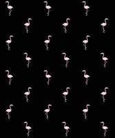 Vector seamless pattern of pink glitter flamingo silhouette isolated on black background