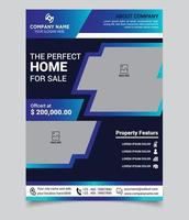 Editable Real Estate Flyer Template Vector File. Black, Blue And Green Color