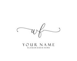 Initial WF beauty monogram and elegant logo design, handwriting logo of initial signature, wedding, fashion, floral and botanical with creative template. vector