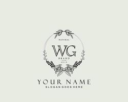 Initial WG beauty monogram and elegant logo design, handwriting logo of initial signature, wedding, fashion, floral and botanical with creative template. vector