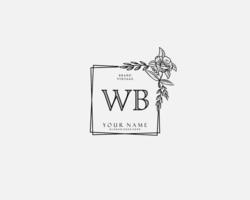 Initial WB beauty monogram and elegant logo design, handwriting logo of initial signature, wedding, fashion, floral and botanical with creative template. vector