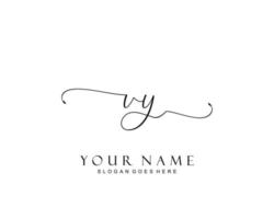 Initial VY beauty monogram and elegant logo design, handwriting logo of initial signature, wedding, fashion, floral and botanical with creative template. vector