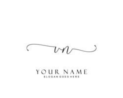 Initial VN beauty monogram and elegant logo design, handwriting logo of initial signature, wedding, fashion, floral and botanical with creative template. vector