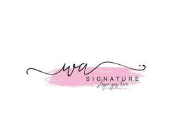 Initial WA beauty monogram and elegant logo design, handwriting logo of initial signature, wedding, fashion, floral and botanical with creative template. vector