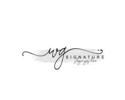 Initial WG beauty monogram and elegant logo design, handwriting logo of initial signature, wedding, fashion, floral and botanical with creative template. vector